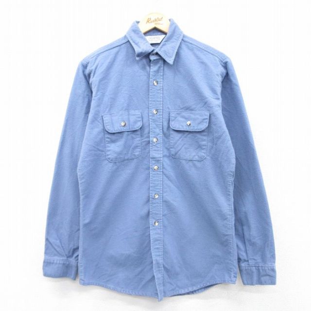 【20%OFF】M★古着 ファイブブラザー 長袖 ヘビー フランネル シャツ メンズ 80年代 80s USA製 薄紺 ネイビー 25jan21 中古 トップス