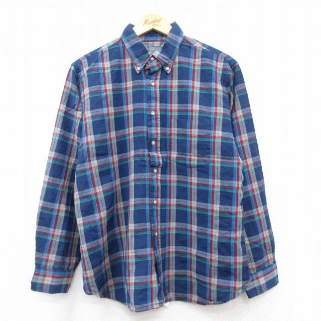 L★古着 ペンドルトン PENDLETON 長袖 ウール シャツ メンズ 80年代 80s USA製 紺他 ネイビー チェック 25feb10 中古 トップス