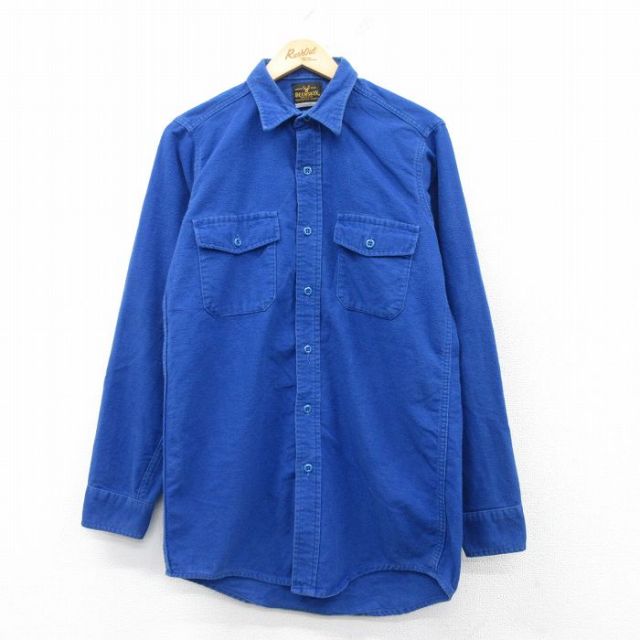【50%OFF】M★古着 長袖 ヘビー フランネル シャツ メンズ 90年代 90s コットン USA製 青 ブルー 25feb13 中古 トップス