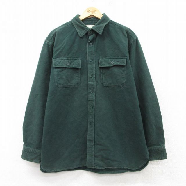 XL★古着 エルエルビーン LLBEAN 長袖 ヘビー フランネル シャツ メンズ 00年代 00s コットン 緑 グリーン 25feb13 中古 トップス