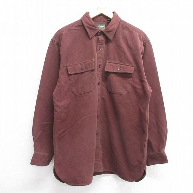 XL★古着 エルエルビーン LLBEAN 長袖 ヘビー フランネル シャツ メンズ 90年代 90s コットン USA製 茶 ブラウン 25feb14 中古 トップス