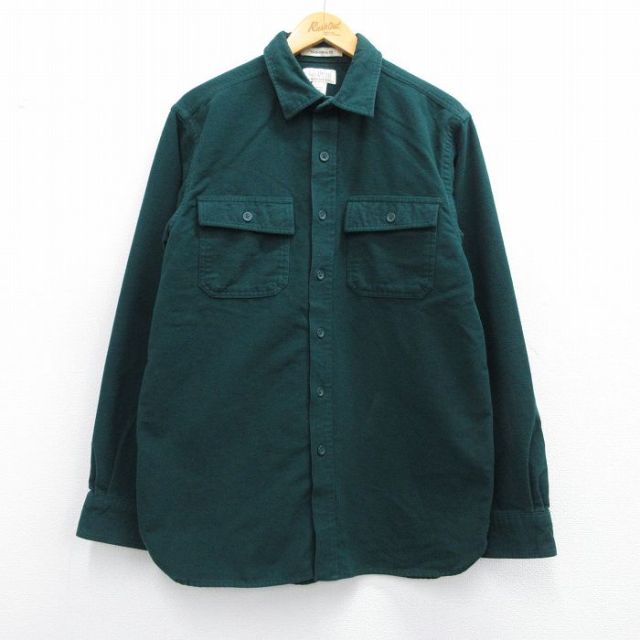 L★古着 エルエルビーン LLBEAN 長袖 ヘビー フランネル シャツ メンズ 00年代 00s コットン 緑 グリーン 25feb14 中古 トップス