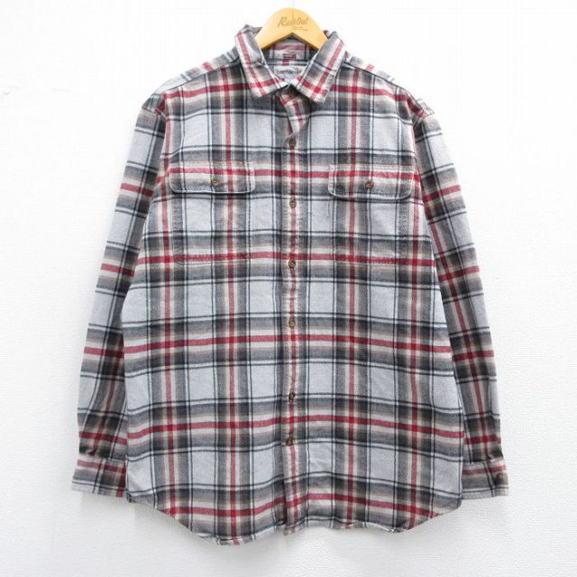 XL★古着 カーハート Carhartt 長袖 ヘビー フランネル シャツ メンズ コットン グレー他 チェック 25feb14 中古 トップス