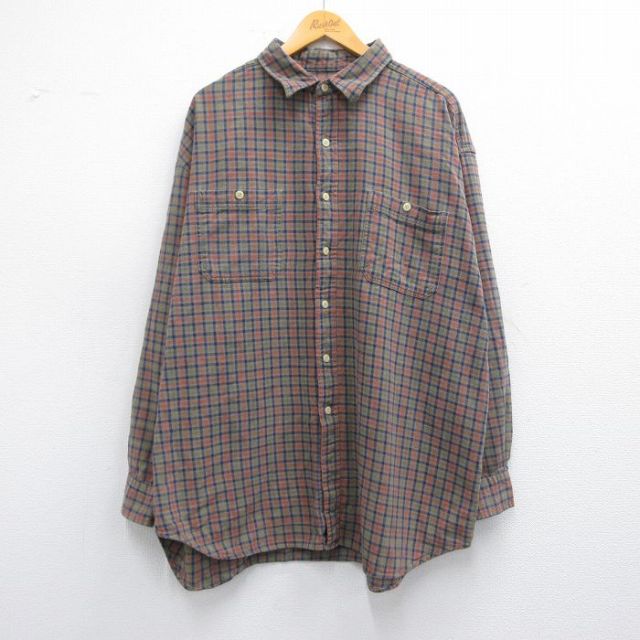 00s 長袖フランネルシャツ グリーンチェック XL | 古着