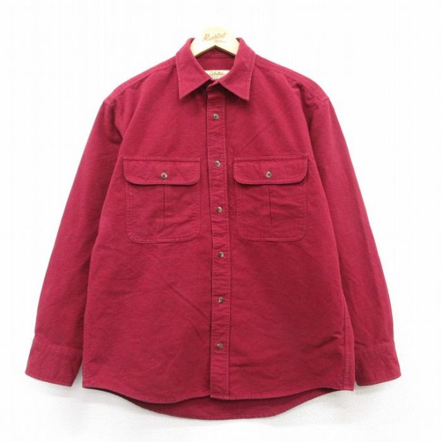 【50%OFF】L★古着 カベラス 長袖 ヘビー フランネル シャツ メンズ コットン エンジ 25feb20 中古 トップス