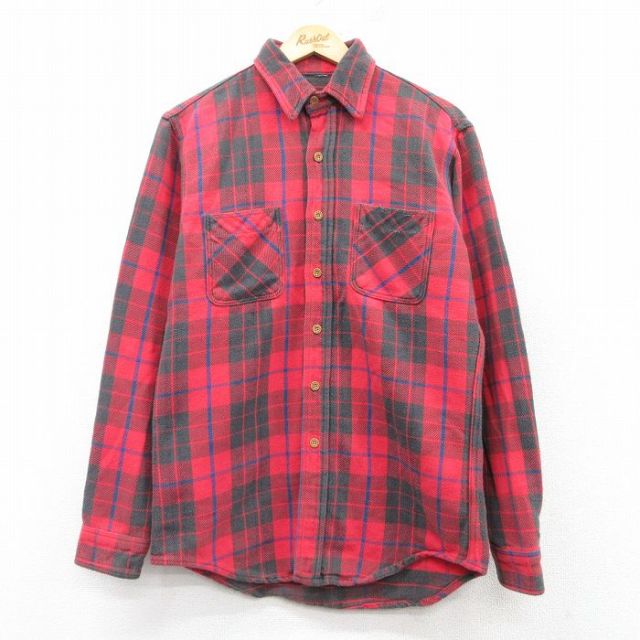 M★古着 ビッグマック 長袖 ヘビー フランネル シャツ メンズ 80年代 80s 赤他 レッド タータン チェック 25feb20 中古 トップス