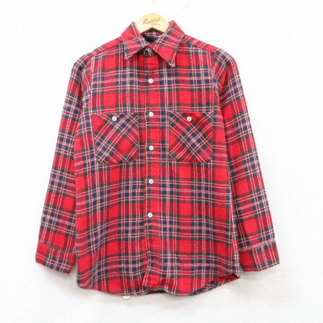 【50%OFF】S★古着 ビッグヤング 長袖 ヘビー フランネル シャツ メンズ 80年代 80s 赤他 レッド チェック 25feb20 中古 トップス