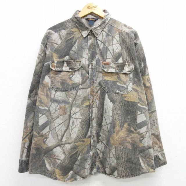 XL★古着 ウールリッチ WOOLRICH 長袖 ヘビー フランネル シャツ メンズ 大きいサイズ 茶他 ブラウン 迷彩 25feb20 中古 トップス