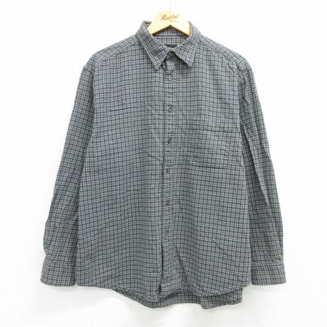 XL★古着 エディーバウアー 長袖 ヘビー フランネル シャツ メンズ コットン グレー他 チェック 25feb20 中古 トップス