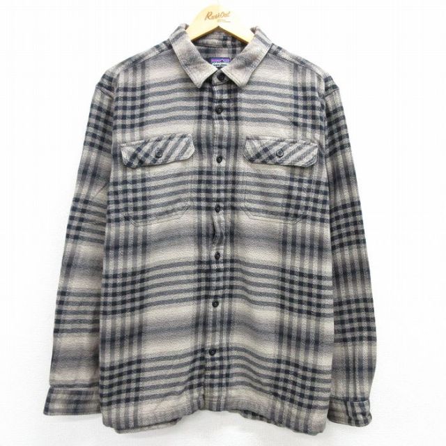 L★古着 パタゴニア patagonia 長袖 ヘビー フランネル シャツ メンズ コットン グレー他 チェック 25feb20 中古 トップス