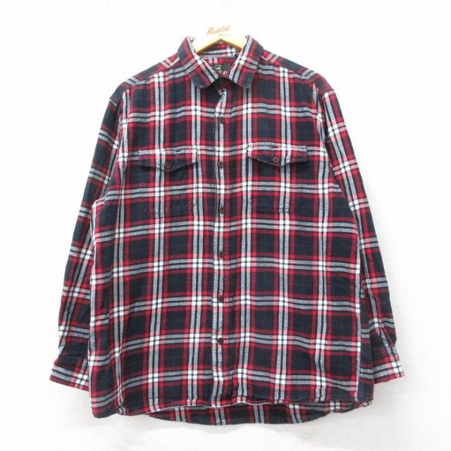 XL★古着 レッドヘッド 長袖 ヘビー フランネル シャツ メンズ 00年代 00s コットン 黒他 ブラック チェック 25feb26 中古 トップス