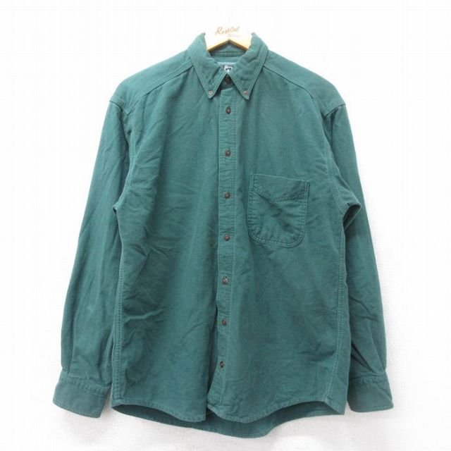 M★古着 ウールリッチ WOOLRICH 長袖 ヘビー フランネル シャツ メンズ 00年代 00s コットン ボタンダウン 緑 グリーン 25feb26 中古 トップス