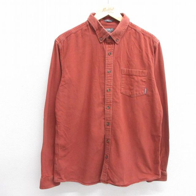 【50%OFF】L★古着 エディーバウアー 長袖 ヘビー フランネル シャツ メンズ コットン ボタンダウン 茶系 ブラウン 25mar03 中古 トップス