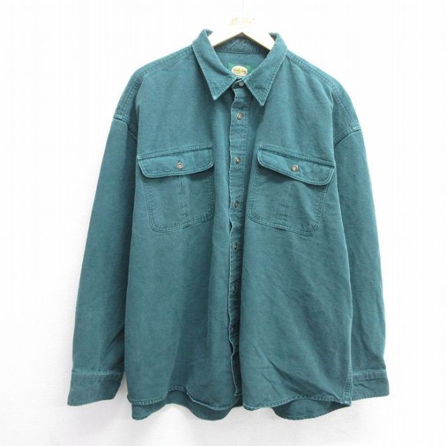 XL★古着 カベラス 長袖 ヘビー フランネル シャツ メンズ 00年代 00s コットン 青緑 【spe】 25mar03 中古 トップス