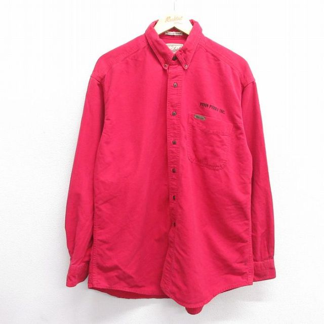 L★古着 ウールリッチ WOOLRICH 長袖 ヘビー フランネル シャツ メンズ 00年代 00s コットン ボタンダウン 赤 レッド 25mar04 中古 トップス