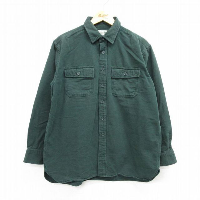 XL★古着 エルエルビーン LLBEAN 長袖 ヘビー フランネル シャツ メンズ 00年代 00s 大きいサイズ コットン 緑 グリーン 25mar04 中古 トップス