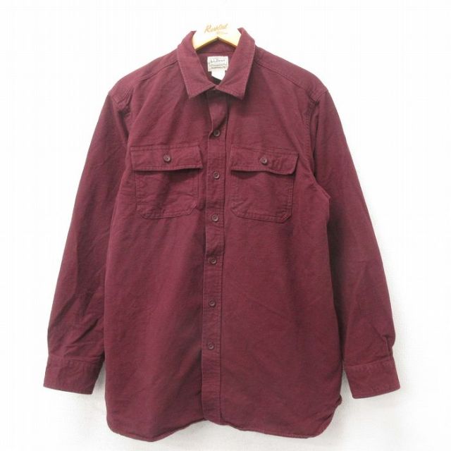 L★古着 エルエルビーン LLBEAN 長袖 ヘビー フランネル シャツ メンズ 00年代 00s コットン エンジ 25mar10 中古 トップス