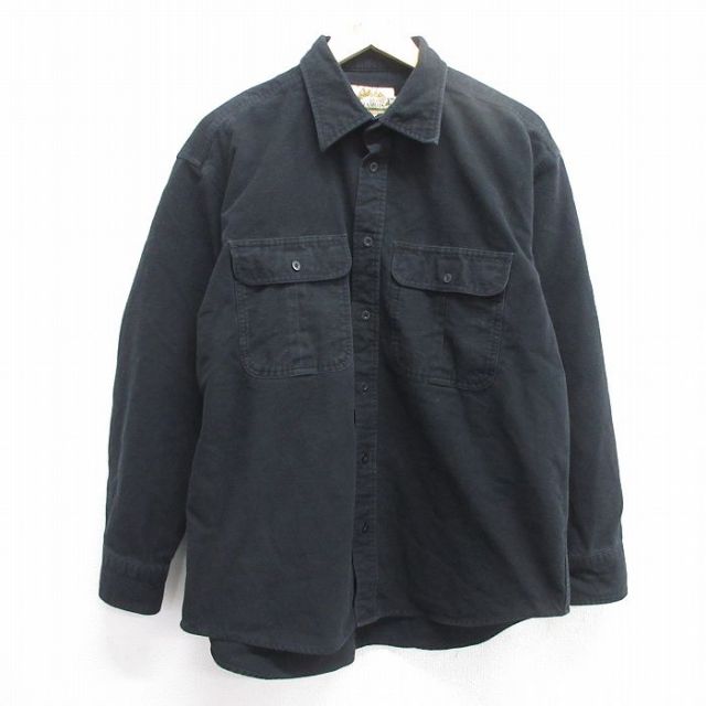 L★古着 カベラス 長袖 ヘビー フランネル シャツ メンズ コットン 黒 ブラック 25mar13 中古 トップス