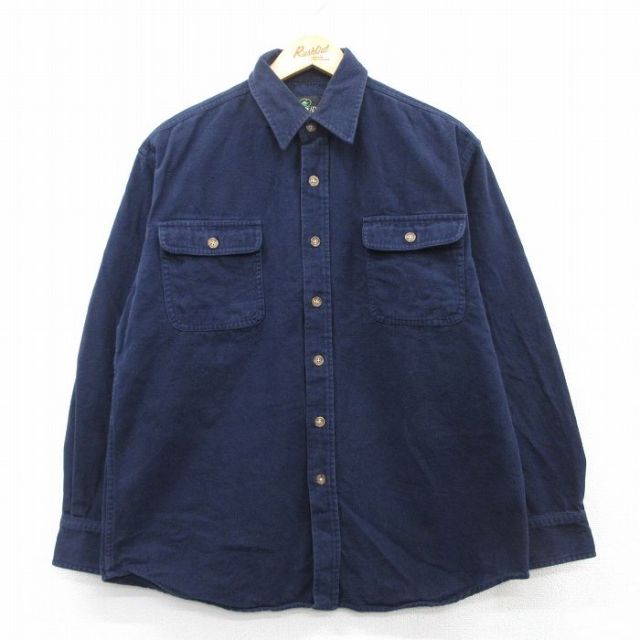 L★古着 レッドヘッド 長袖 ヘビー フランネル シャツ メンズ 00年代 00s コットン 紺 ネイビー 25mar18 中古 トップス