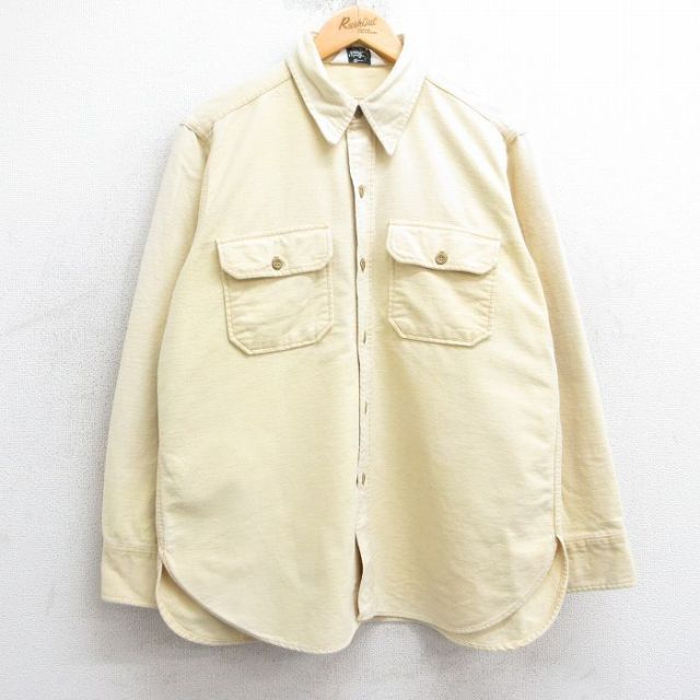 L★古着 ウールリッチ WOOLRICH 長袖 ヘビー フランネル シャツ メンズ 80年代 80s 黄 イエロー 25mar25 中古 トップス