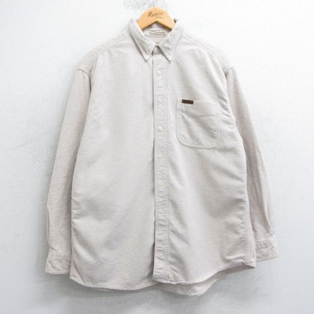 XL★古着 ウールリッチ WOOLRICH 長袖 ヘビー フランネル シャツ メンズ 00年代 00s コットン 薄ベージュ カーキ 25mar26 中古 トップス