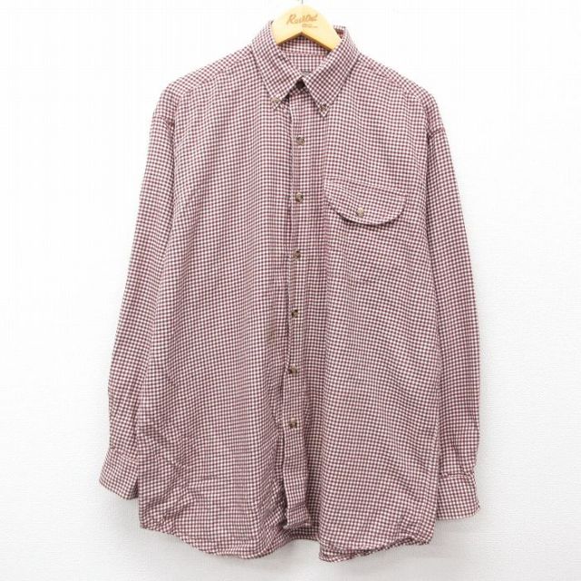 XL★古着 オービス ORVIS 長袖 フランネル シャツ メンズ 90年代 90s ボタンダウン 赤他 レッド ギンガム チェック 【spe】 25apr01 中古 トップス