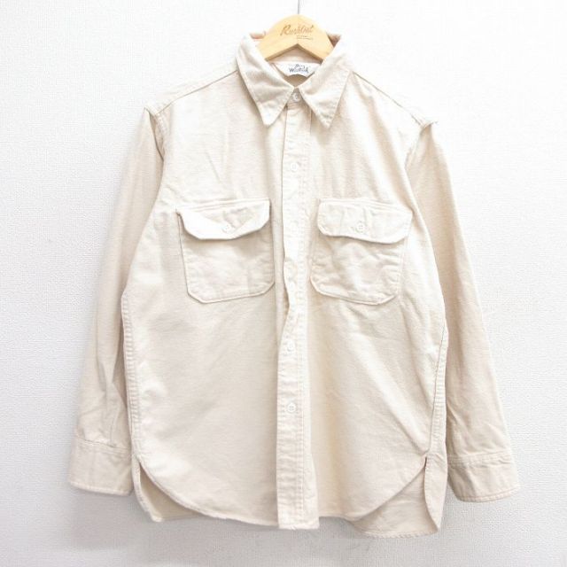 XL★古着 ウールリッチ WOOLRICH 長袖 ヘビー フランネル シャツ メンズ 80年代 80s 生成り 【spe】 25apr11 中古 トップス