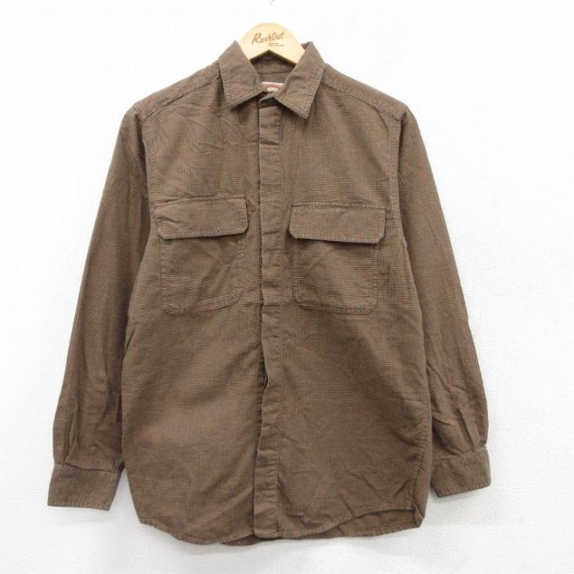 M★古着 バナナリパブリック BANANA REPUBLIC 長袖 ブランド ヘビー フランネル シャツ メンズ 80年代 80s コットン 茶他 ブラウン 25aug18 中古 トップス