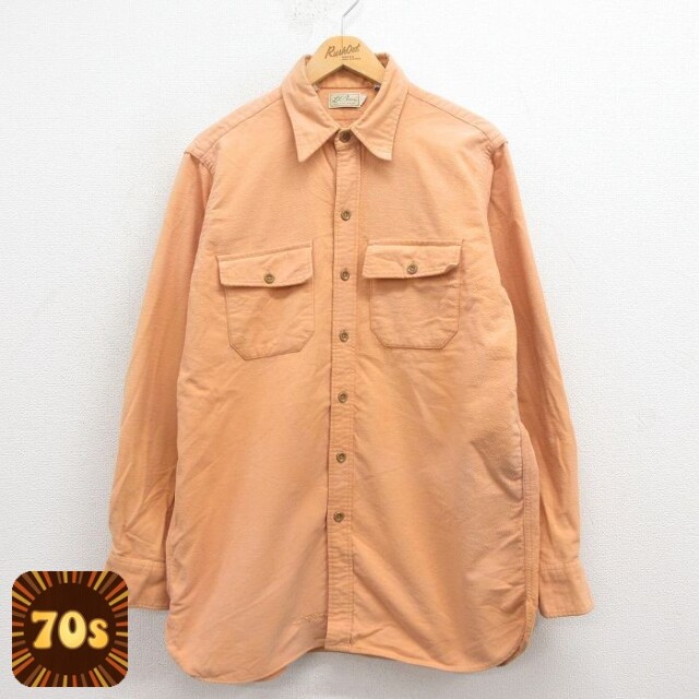 【50%OFF】エルエルビーン 70s 長袖フランネルシャツ オレンジ L | 古着