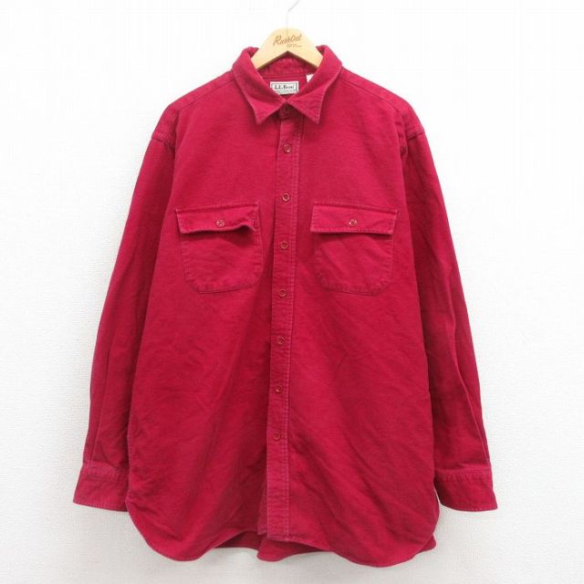 【50%OFF】エルエルビーン 90s 長袖フランネルシャツ バーガンディ XL | 古着