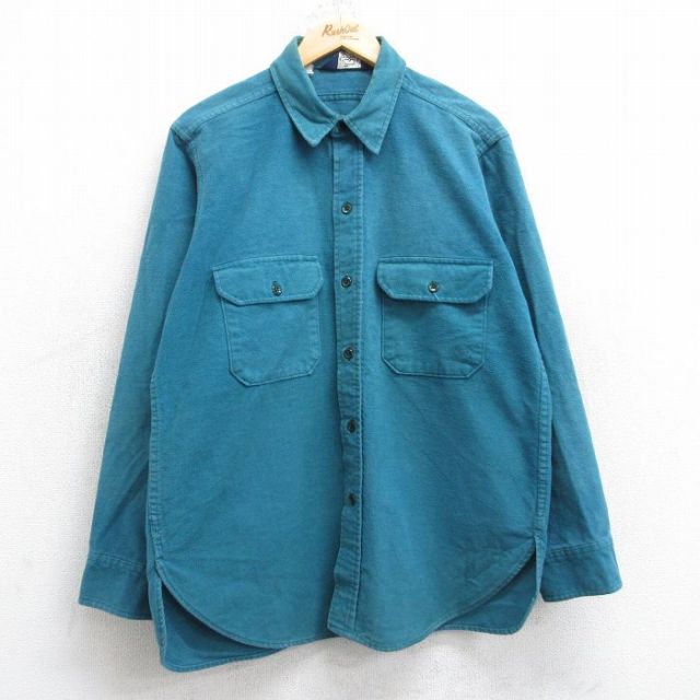 【20%OFF】L★古着 ウールリッチ WOOLRICH 長袖 ヘビー フランネル シャツ メンズ 90年代 90s コットン USA製 緑系 グリーン 25sep16 中古 トップス