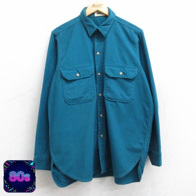 【50%OFF】アールイーアイ 80s 長袖フランネルシャツ ブルーグリーン L | 古着