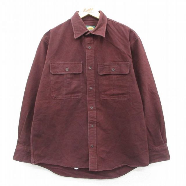 L★古着 カベラス 長袖 ヘビー フランネル シャツ メンズ 00年代 00s コットン エンジ 25sep24 中古 トップス