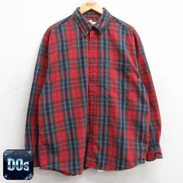 【50%OFF】エディーバウアー 00s 長袖フランネルシャツ チェック レッド XL | 古着