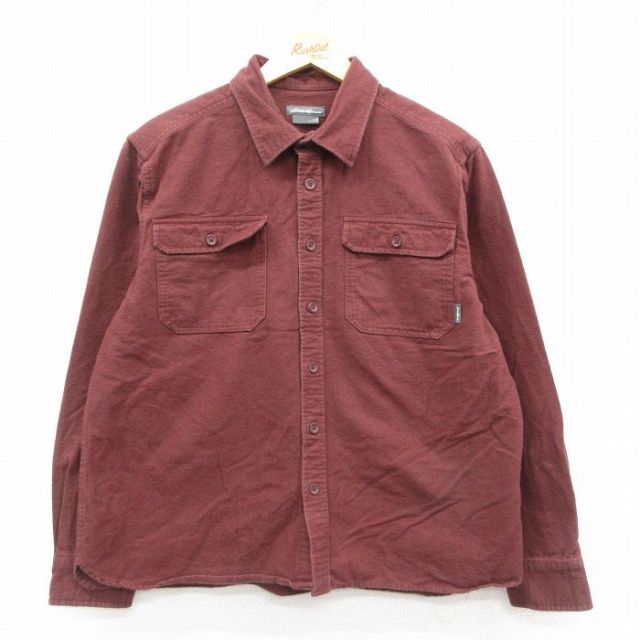 XL★古着 エディーバウアー 長袖 フランネル シャツ メンズ コットン エンジ 25oct01 中古 トップス