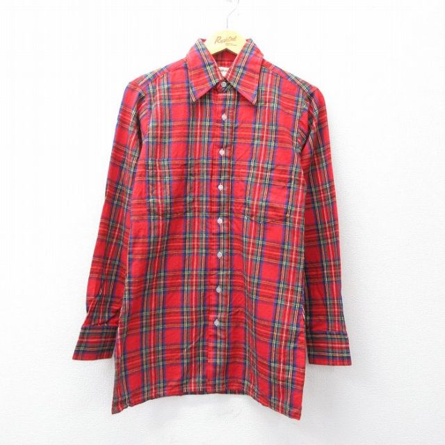 アロー 90s 長袖フランネルシャツ タータンチェック レッド S | 古着