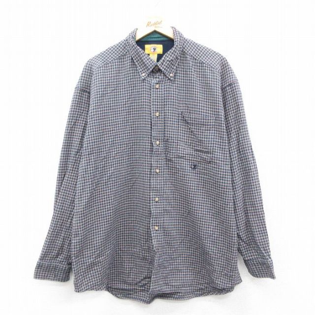 ダックヘッド 長袖フランネルシャツ チェック ネイビー XL | 古着