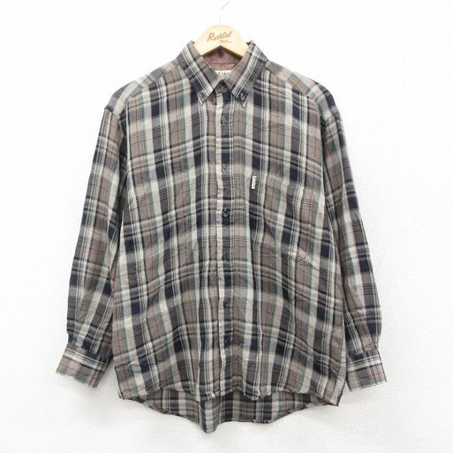 M★古着 コロンビア COLUMBIA 長袖 ウール シャツ メンズ 00年代 00s ボタンダウン ベージュ系他 カーキ チェック 25oct03 中古 トップス