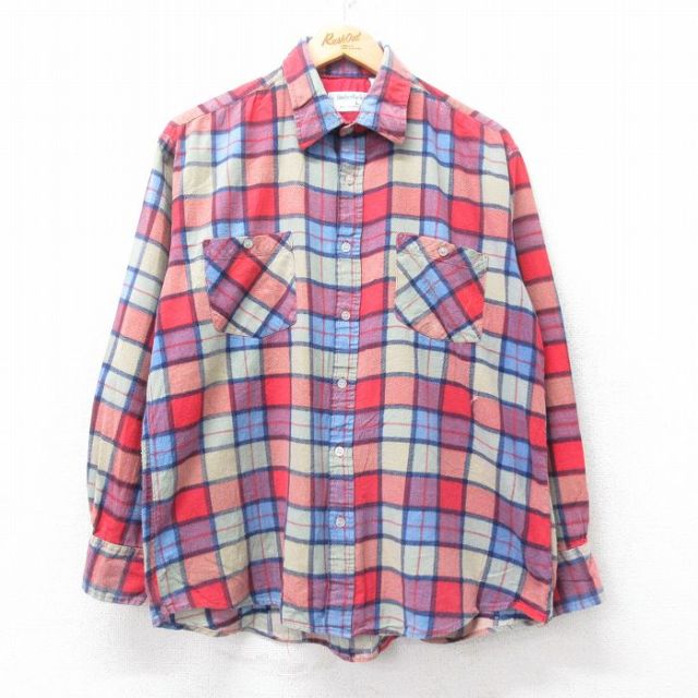 フランネル長袖シャツ チェック レッド L | 古着