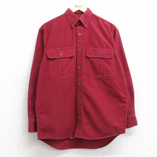 M★古着 カベラス 長袖 フランネル シャツ メンズ 00年代 00s コットン ボタンダウン 赤 レッド 25oct03 中古 トップス