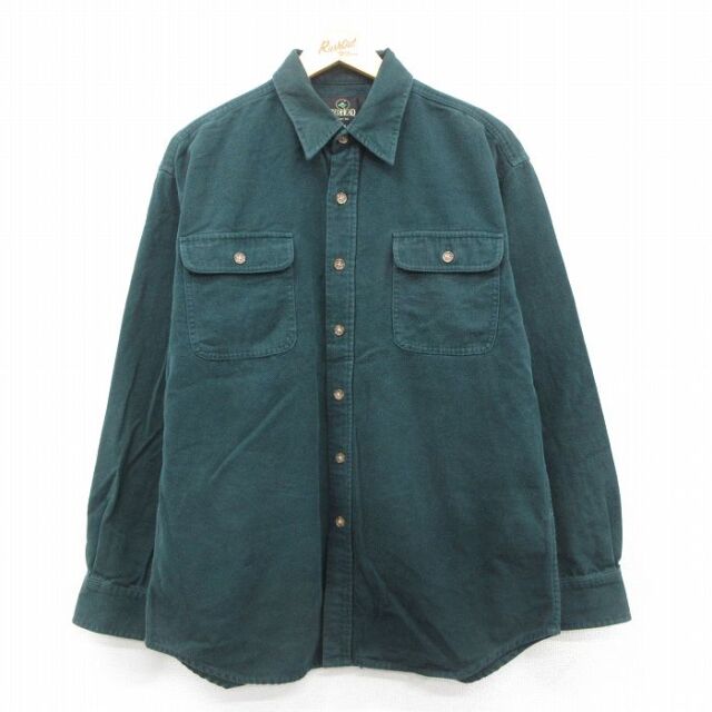 XL★古着 レッドヘッド 長袖 ヘビー フランネル シャツ メンズ 00年代 00s コットン 濃緑 グリーン 25oct08 中古 トップス