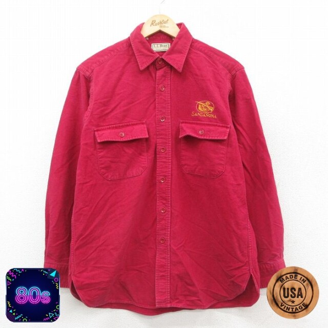 【50%OFF】エルエルビーン 80s 長袖フランネルシャツ SANDANONA バーガンディ L | 古着