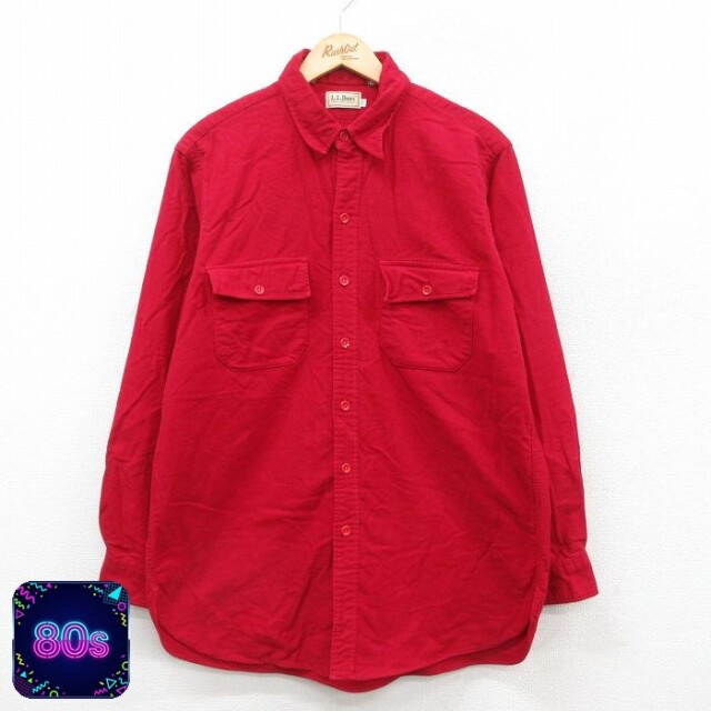 【50%OFF】エルエルビーン 80s 長袖フランネルシャツ レッド L | 古着