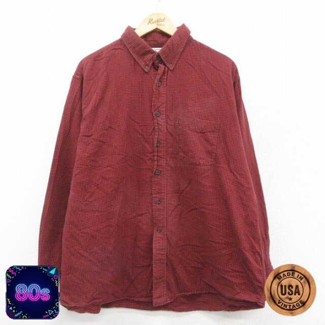 【50%OFF】エルエルビーン 80s 長袖フランネルシャツ レッドチェック XL | 古着
