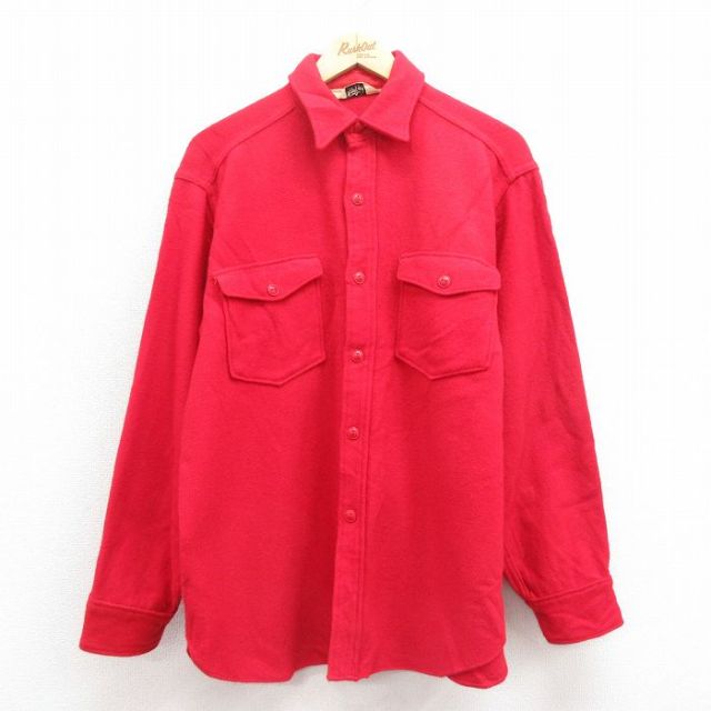 L★古着 ウールリッチ WOOLRICH 長袖 ウール シャツ メンズ 80年代 80s 赤 レッド 25oct20 中古 トップス