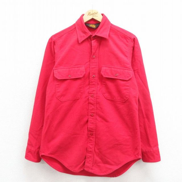 M★古着 ウールリッチ WOOLRICH 長袖 ヘビー フランネル シャツ メンズ 00年代 00s 赤 レッド 25oct25 中古 トップス