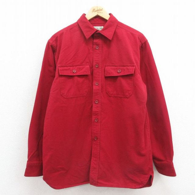 L★古着 エルエルビーン LLBEAN 長袖 フランネル シャツ メンズ 00年代 00s コットン エンジ 25oct25 中古 トップス