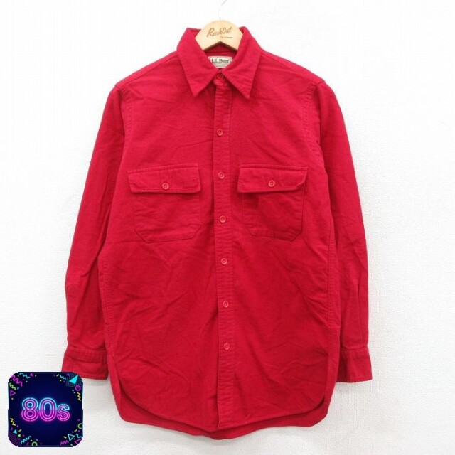 【50%OFF】エルエルビーン 80s 長袖フランネルシャツ レッド M | 古着