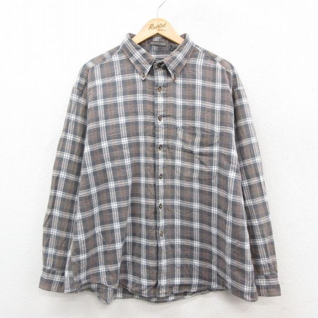 バンヒューセン 00s 長袖フランネルシャツ グレーチェック XL | 古着