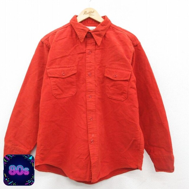 【50%OFF】オービス 80s 長袖フランネルシャツ オレンジ XL | 古着
